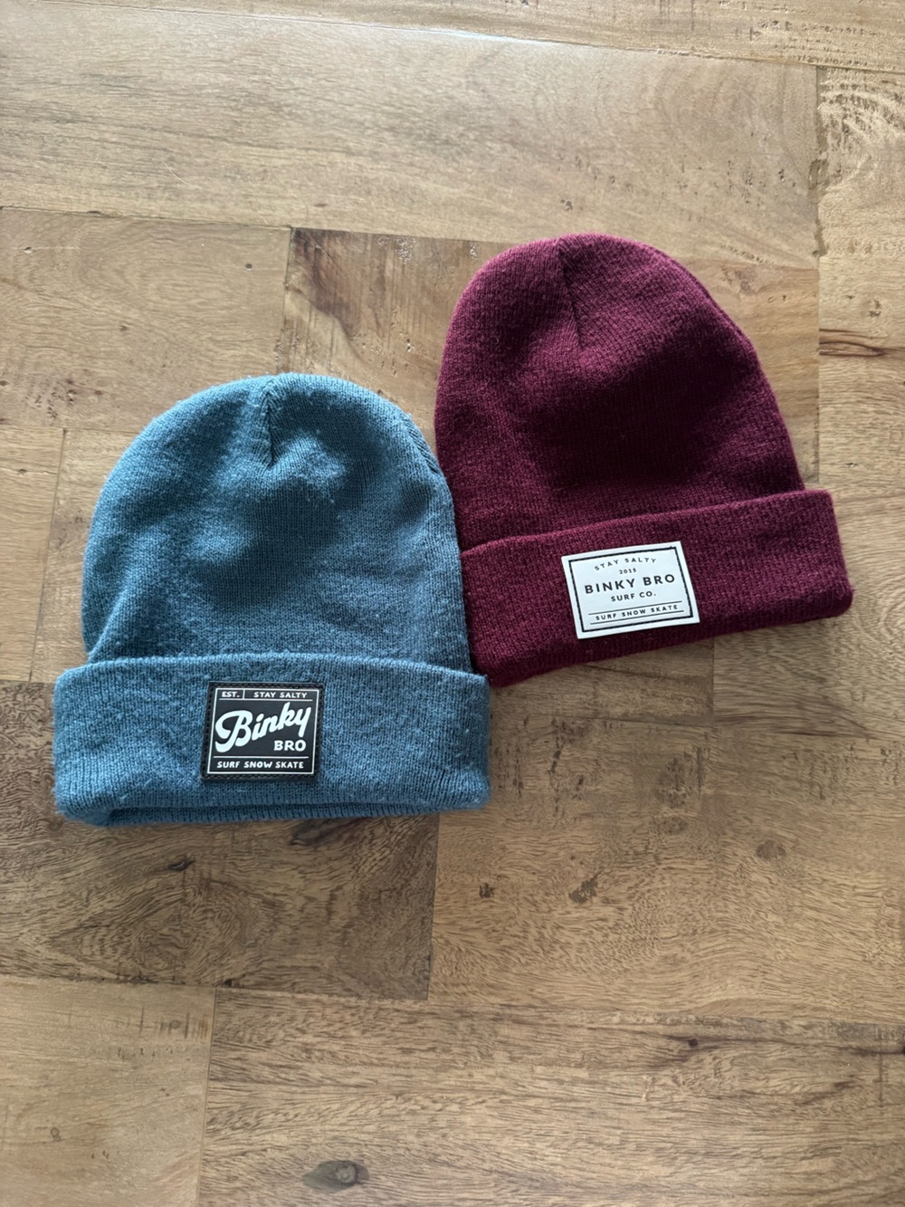 Binky Bro Beanie Hat - Blue and Burgundy size infant